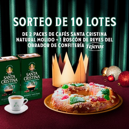 SORTEO DE 10 LOTES CON CAFÉS SANTA CRISTINA Y CONFITERÍA TEJEROS